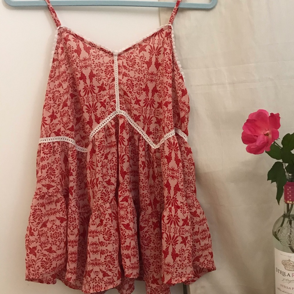 Pink Print Babydoll Tank Top